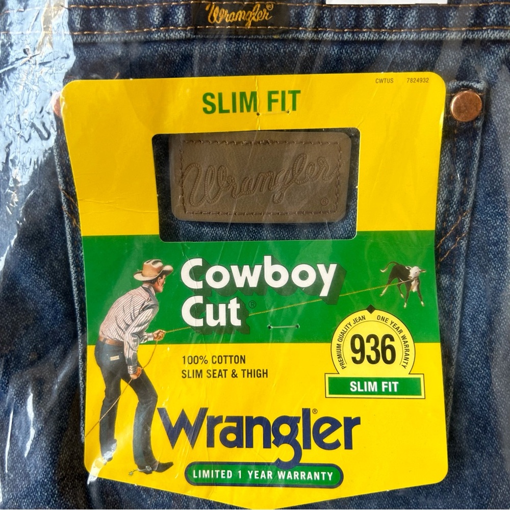 Men’s Wrangler Cowboy Cut Slim Fit Dark Stone Jeans 936 Sz. 28x30 NWT